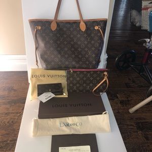 Louis Vuitton Neverfull Mm Pink lining.FREE wallet